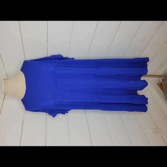 NWT Boutique Culture Code blue tiered kmee length dress - Picture 2 of 6